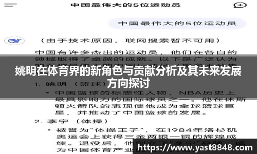 姚明在体育界的新角色与贡献分析及其未来发展方向探讨
